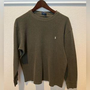 Polo Men’s XL Green Waffle Nightwear Long Sleeve 100% Cotton Shirt